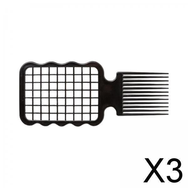 3xAfro Comb 2 in 1 Hairdressing Tool Easy to Cleaning Twist Hair Coils Comb Black
