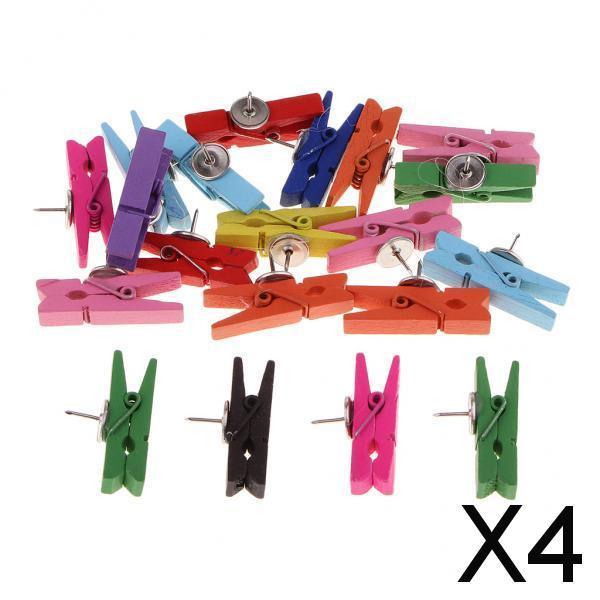 4x20/50Pcs Mini Wooden Clothespins Push Pins Map Tacks Drawing Pins Colored