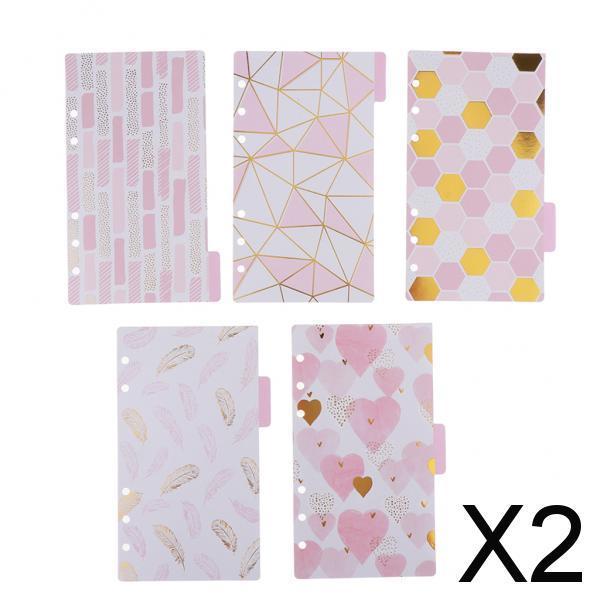 2xGold Stamping Index Dividers Tabbed Paper Insert Planner Divider for A6 C