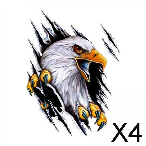 4xEagle Car Sticker Decals Simulation Cartoon for Bumpers Motorcycle Right