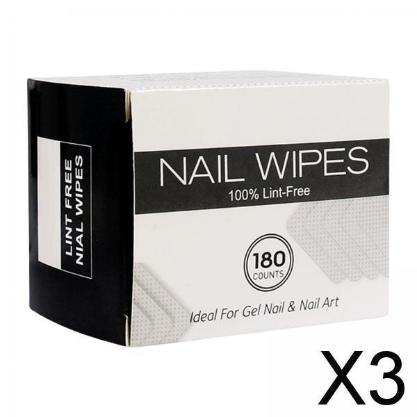 3xNo Lint Nail Wipes Eyelash Extension Glue Nail Wipes Soft 180 Sheets 
