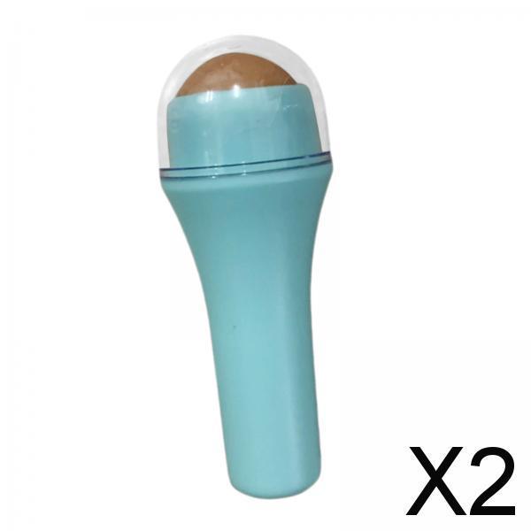 2xFacial Roller Volcanic Stone Massage Oil Absorbing for Oily Skin At-Home Blue