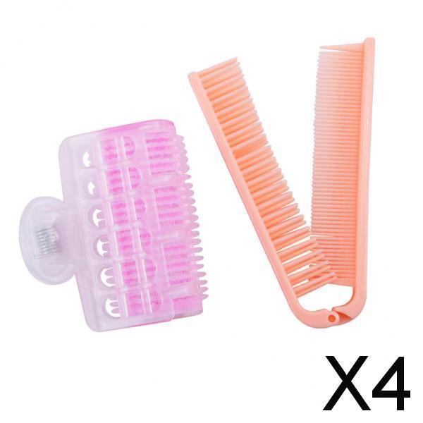 4xHairdressing Tools Set Hair Straightener Comb+Hair Roller Curler+Roller Clip