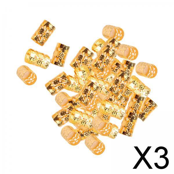 3x100 Pieces Dreadlocks Beads Metal Clips Cuffs Rings for Braids Hair Braiding Style A
