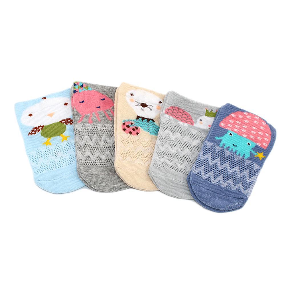 5Pairs Summer Baby Socks Cotton Casual Mesh Socks S for 0-6Months Ocean