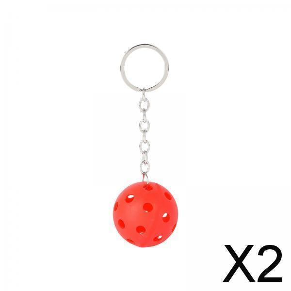2xPickleball Keychain Portable Pickleball Bag for Backpack Hoilday Handbag red