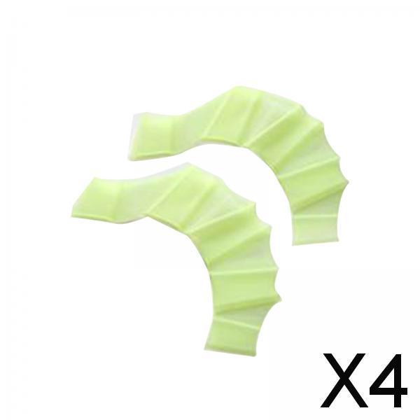 4xSwimming Hand Fins Webbed Swimming Gloves for Diving Swimming Water Exercise Green S Kids