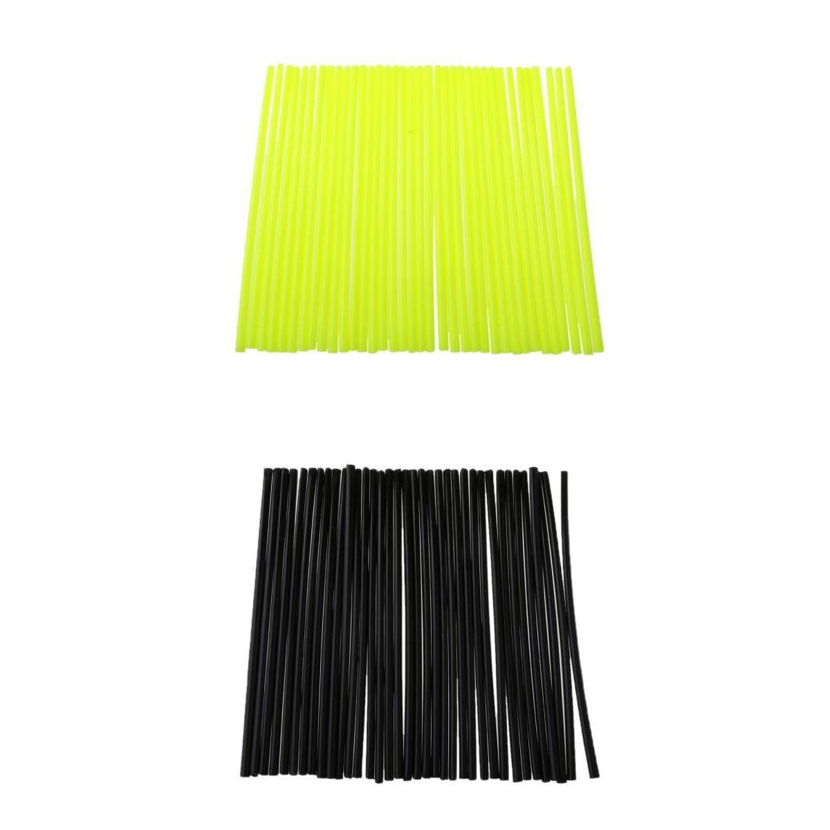 72pcs Universal Motorbike Wheel Rim Spoke Wraps Cover Yellow + Black Kit