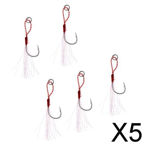 5x5Pcs Assist Hooks Metal Jigging Saltwater Fishing Hook with PE Line 16#