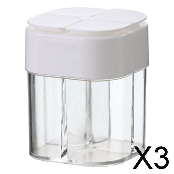 3xSpice Jar Seasoning Bottle Box Condiment Storage Container for Kitchen White 