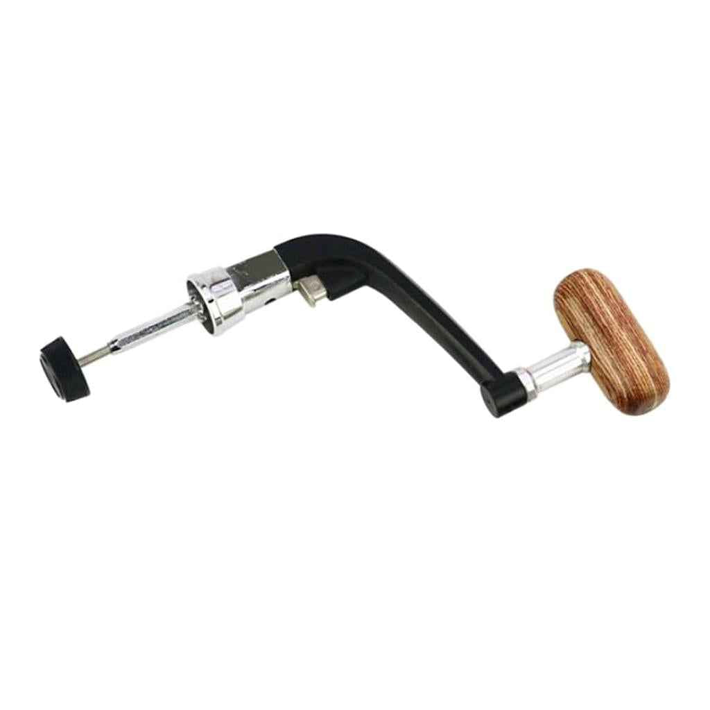 Metal Spinning Fishing Reel Handle Rocker Arm Wooden Crank Handle Black M