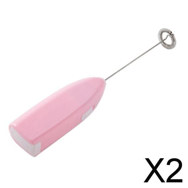 2xHandheld Stainless Steel Electric Egg Beater Milk Mixer Kitchen Tools Pink