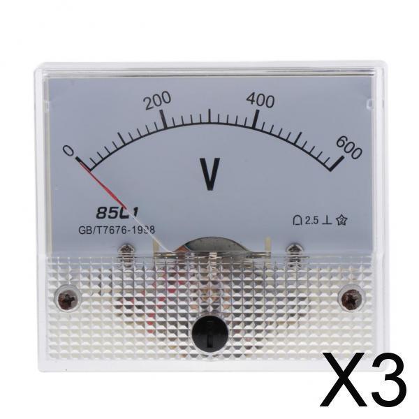 3xAccurate 85L1 AC Voltmeter Analog Pointer Voltage Meter Gauge 0-600V