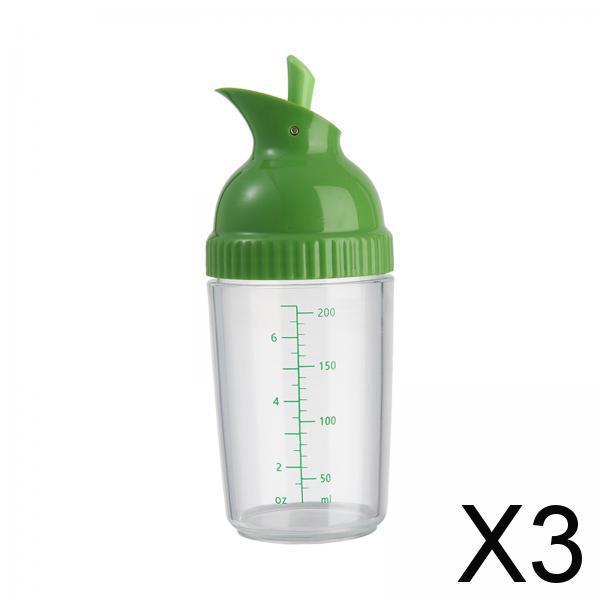 3xSalad Dressing Shaker 200ml Clear Leakproof Salad Shaker Dispenser Household Green