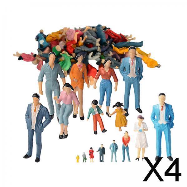 4xHand Painted Figures Assorted Poses Sand Table Tiny Scenery Decorative 100pcs 150th