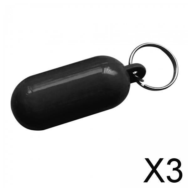 3xFloating Keychain Buoyant Key Chain for Outdoor Water Sports Rafting Fishing Black