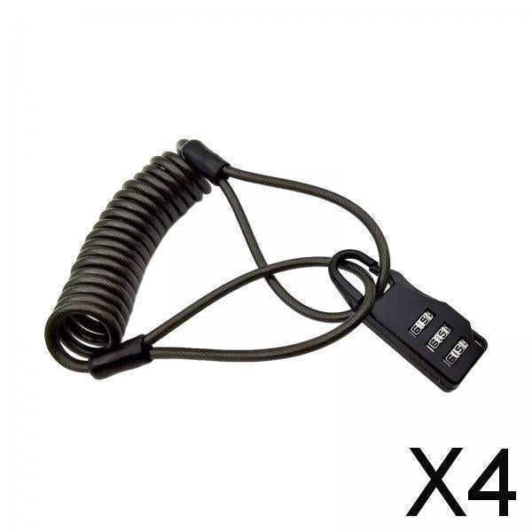4xCombination Lock with Cable Portable Security Cable for Bike Gate Gym Locker Black