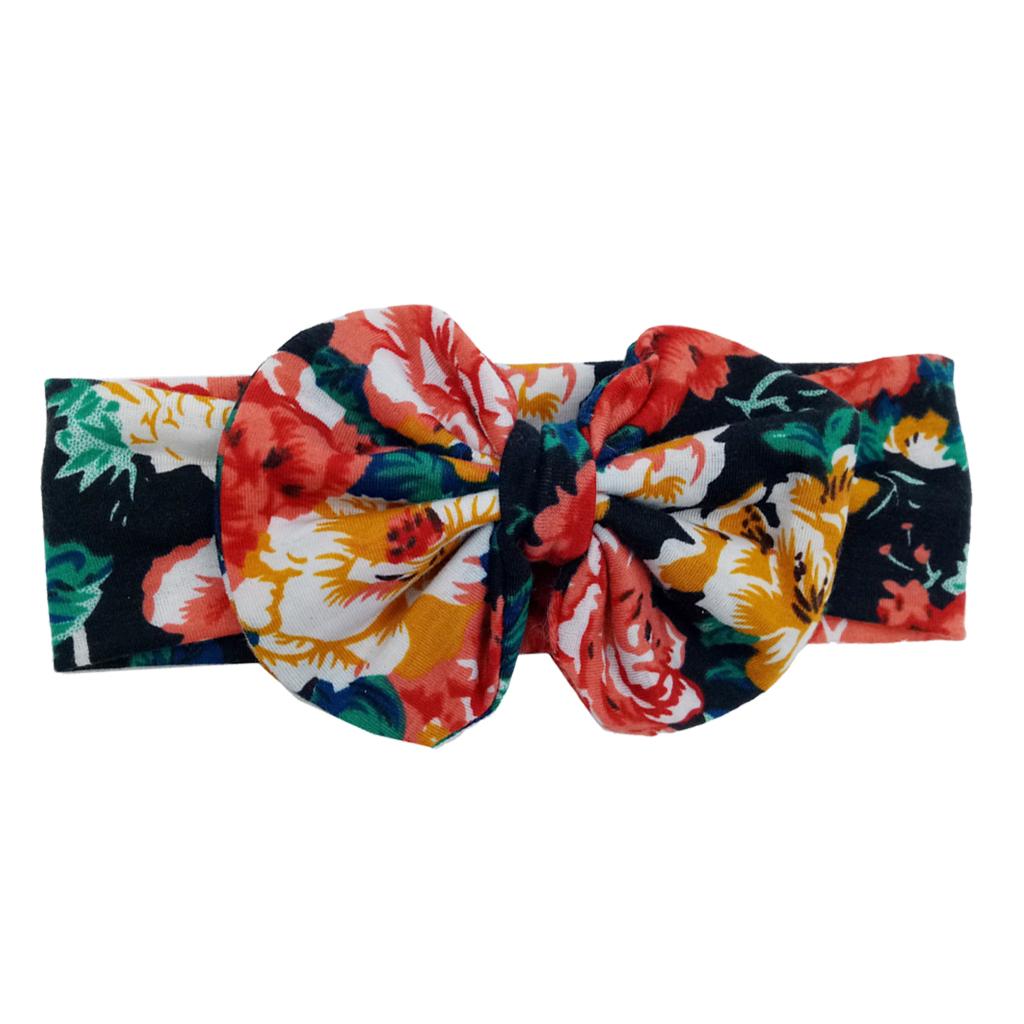 Cute Infant Girls Colorful Printed Flower Cotton Bow Baby Hair Band  Style-5