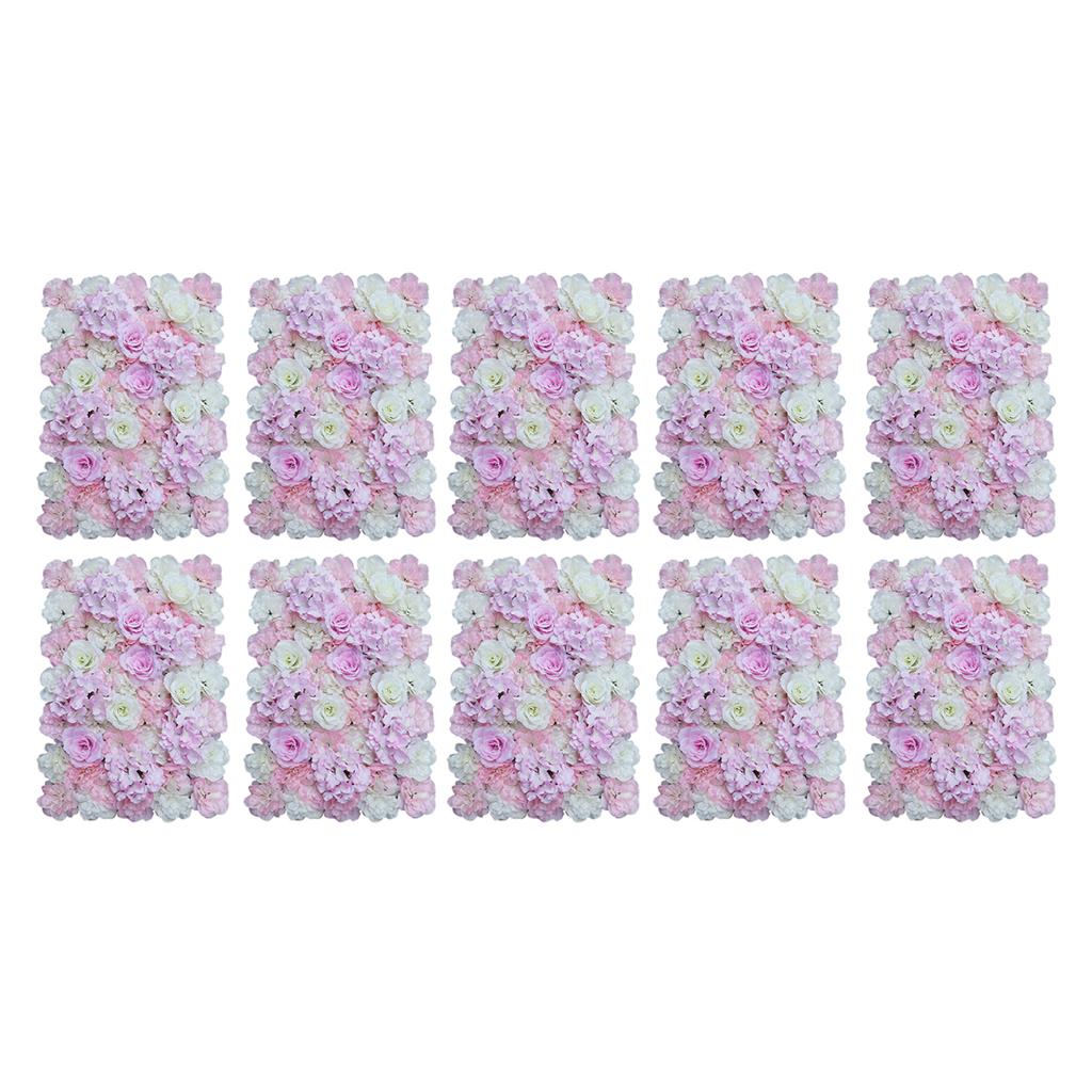 10 Pieces Artificial Flower Wall Panels Wedding Venue Decor Pink White