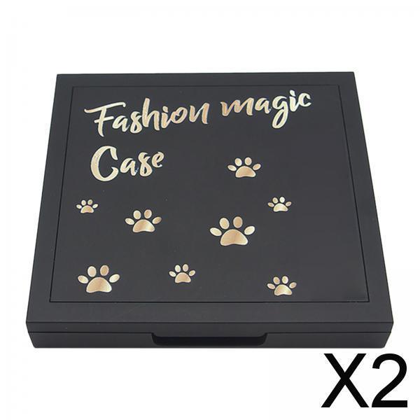 2xEmpty Magnetic Eyeshadow Palette Large with Mirror for Lipstick Eyeshadow Matte black