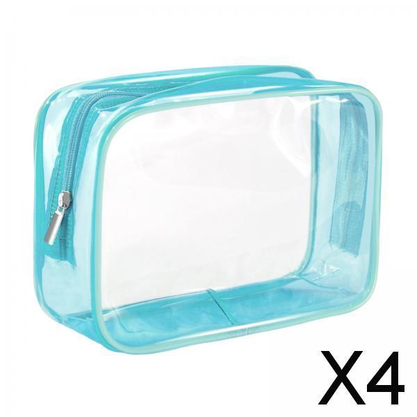 4xWaterproof Toiletry Bag Reusable Holder Container Beach Bag Clear Makeup Bag Blue