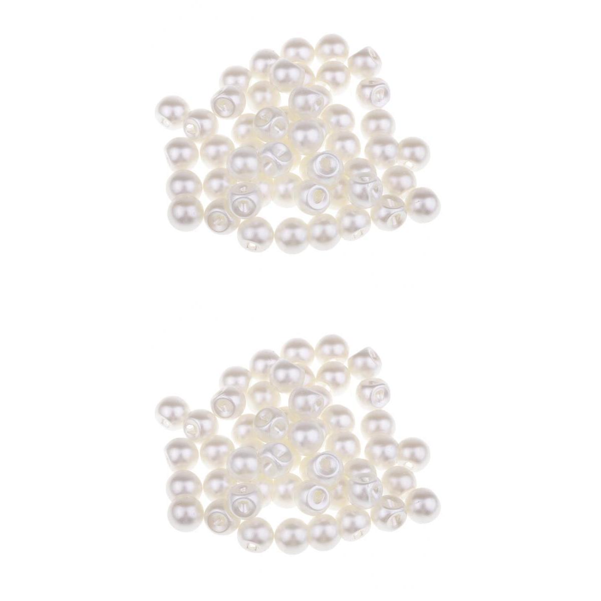 100Pcs Plastic Round Pearl Sewing Buttons Clothes Accessories 10mm 12mm