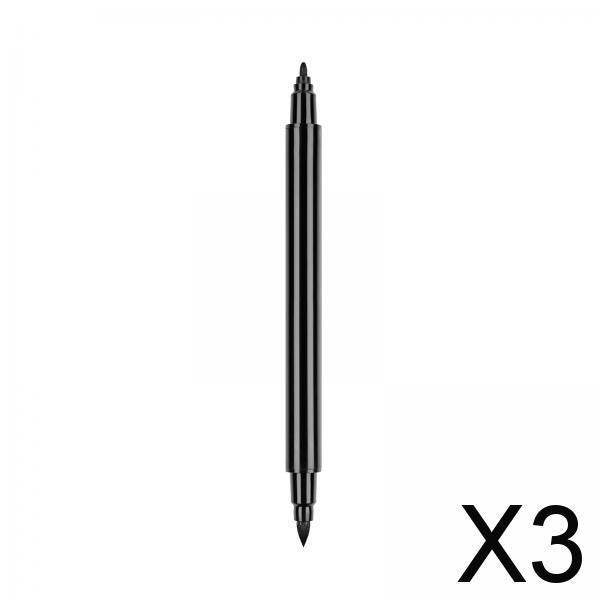 3xFabric Marker Black Pen for Clothes Shoes Dual Tip Permanent Brush Pen