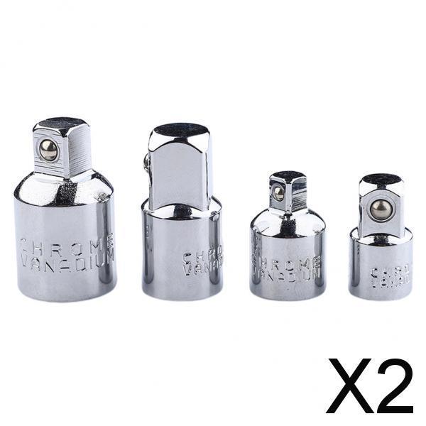 2x4pcs 1/4 3/8 1/2 Drive Socket Adapter Converter Reducer  Silver
