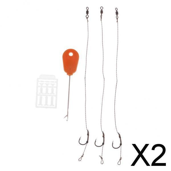 2x5pcs Ready Tied Carp Fishing Rigs Hair Rigs Bait Needle Boilie Stopper 002