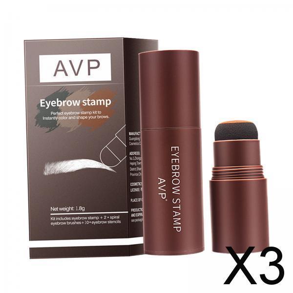 3xEyebrow Stamp Stencil Kit Eyebrow Stamp Shaping Kit for Girls Starters Women Dark Brown