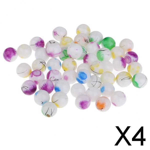 4xPack 100 Multicolor 8mm Round Baking Painted Glass Beads for Jewelry Making