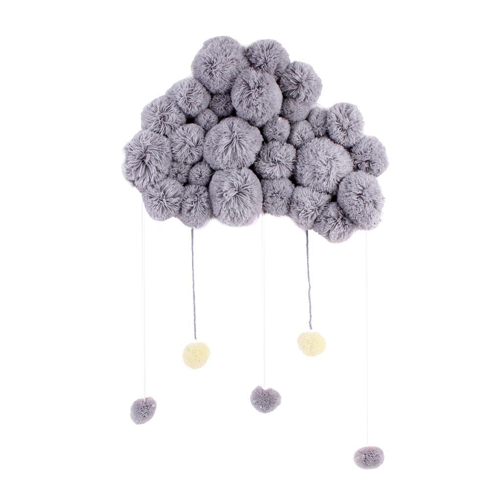 Baby Kids Room Nursery Home Cloud Raindrop Wall Mural Decor  Gray