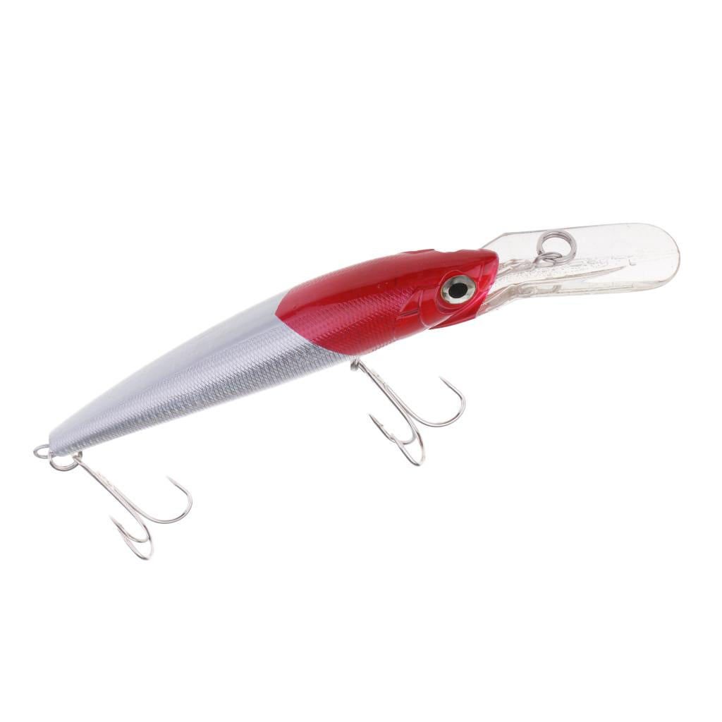 Minnow Fishing Lure Hard Baits Crankbait Hook Tackle Lure Treble Hook Red White