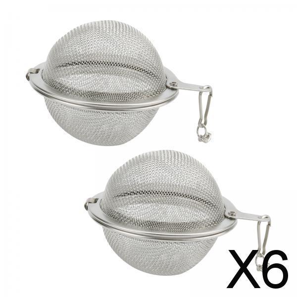 6xStainless Steel Mesh Tea Ball Infuser Strainers Interval Diffuser 7cm