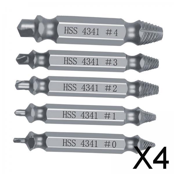 4x5 Pcs Broken Bolt Damage Screw Remover Extractor Drill Bits Stud Reverse Set