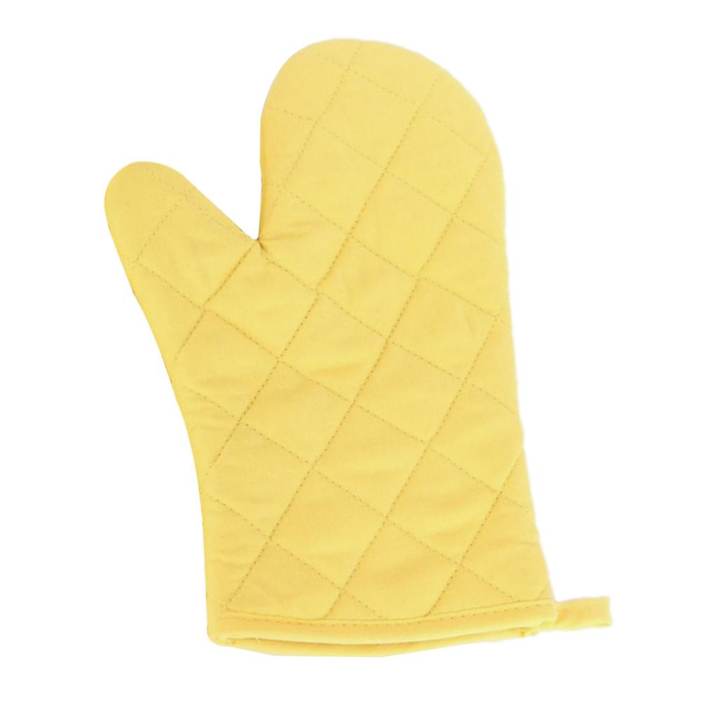 Oven Mitts Kitchen Baking Gloves Polyester Cotton Criss-cross Yellow