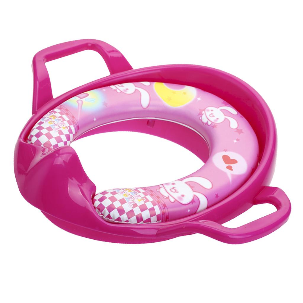 Soft Padded Potty Training Seat Kids Baby Toilet With Handles Rose Red