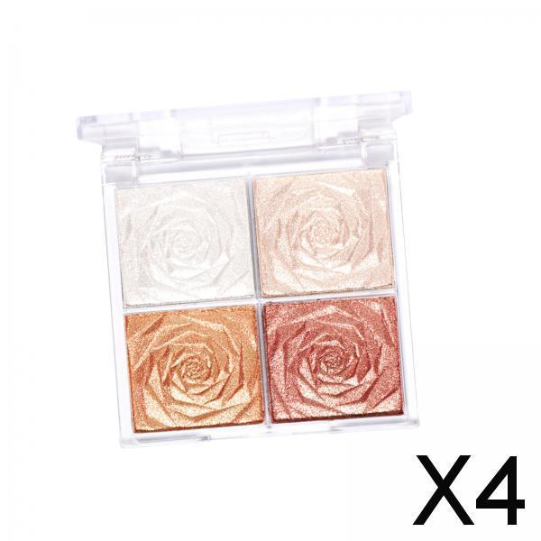 4xHighlighter Eyeshadow Palette Highly Pigmented Professional Smooth Girl Stytle B