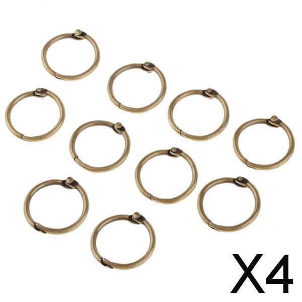 4x10 Pieces 2cm Album Binder Spiral Ring Refillable Loose Leaf Rings Bronze