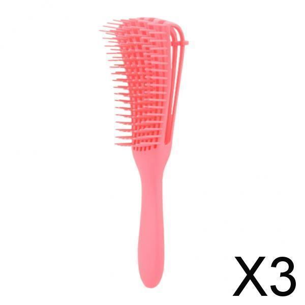 3xPlastic Antistatic Detangling Hairbrush Comb for Long Thick Curly Hair Pink