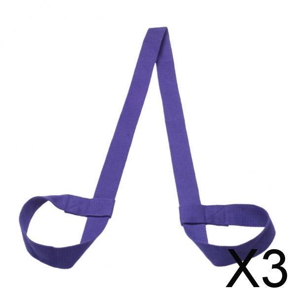 3xCotton Yoga Mat Strap Pilates Mat Carrier Fitness Stretchy Loop Purple