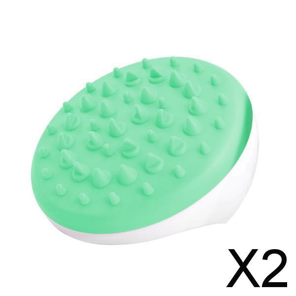 2xAnti Cellulite Silicone Body Massage Glove Scrub Bath Shower Massager Brush Green