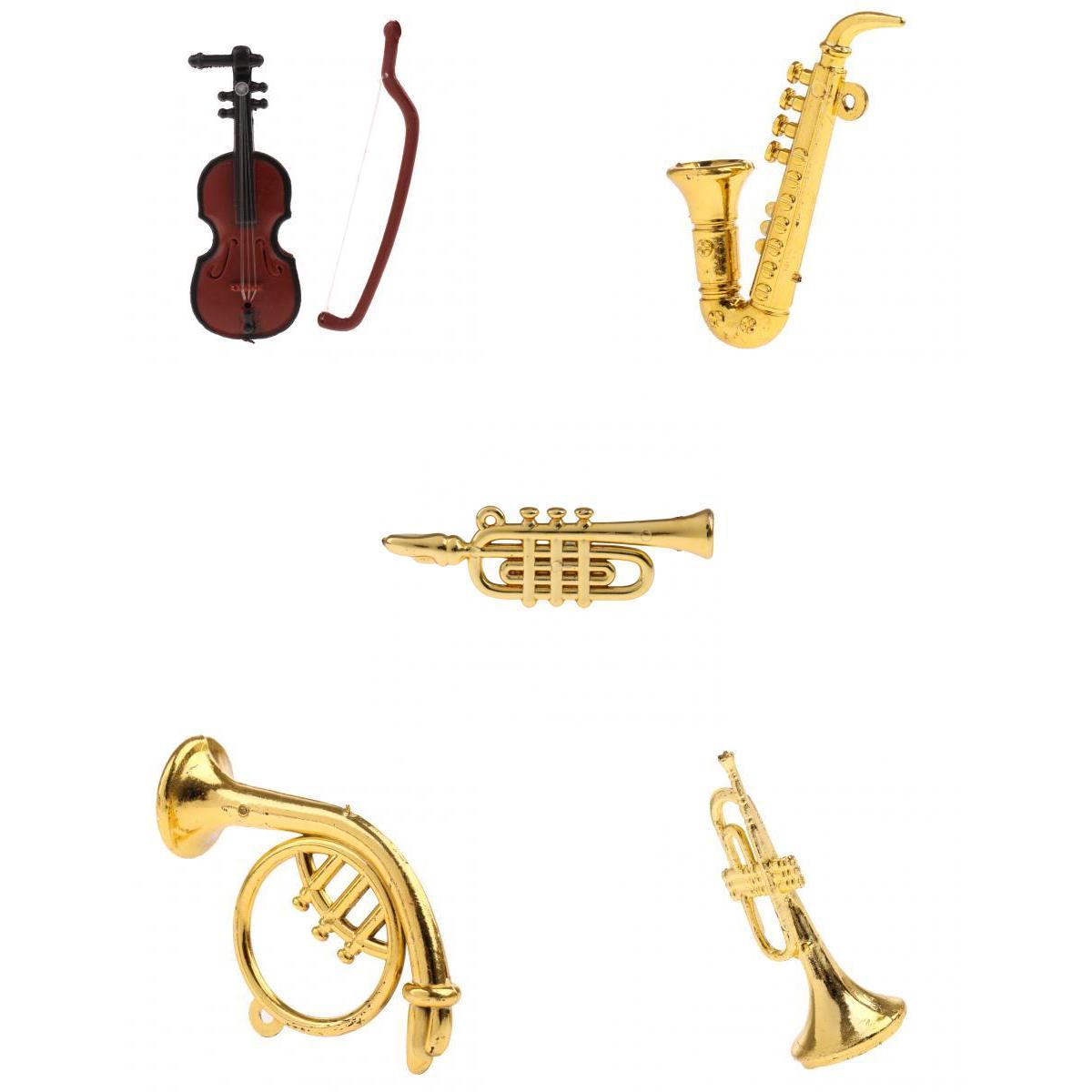 5 Pieces 1/12 Dollhouse Miniature Plastic Musical Instrument Model Accessory