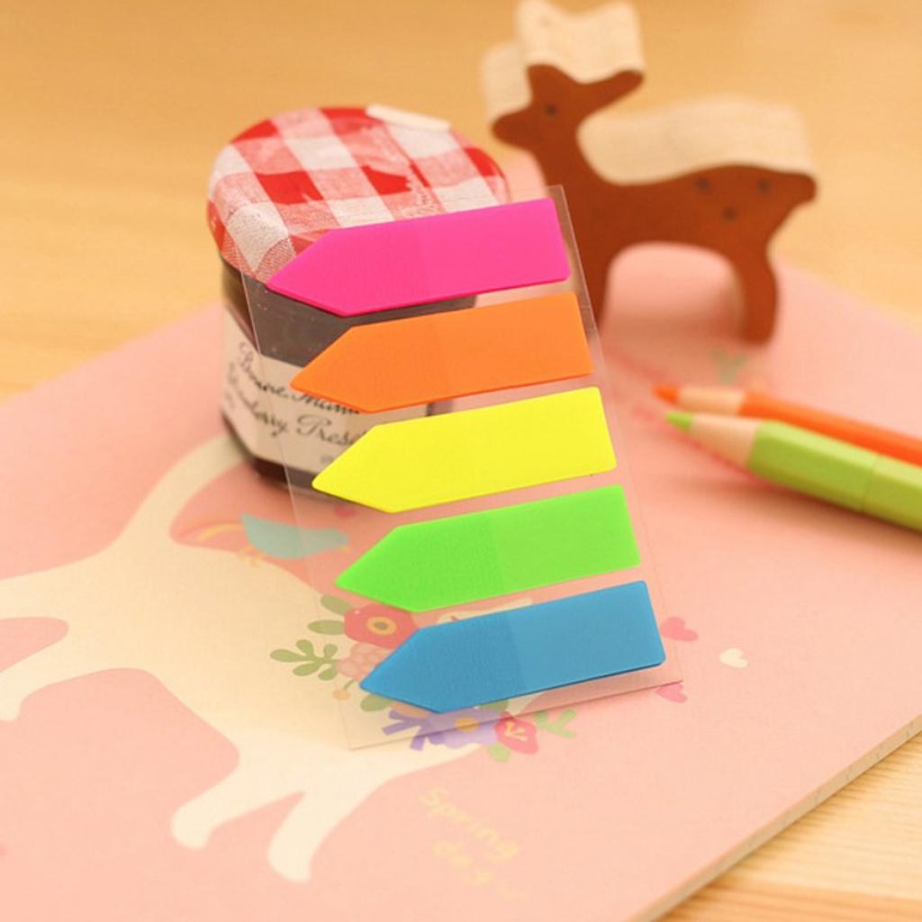 Fluorescent Index Tabs Colorful Adhesive Memo Sticky Note Label Arrow Shape