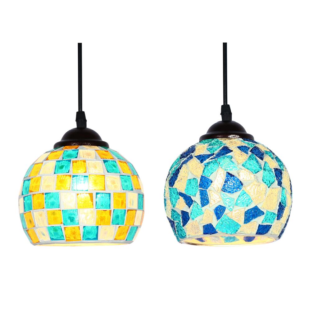 2x Vintage Hanging Light Mosaic Design Pendant Ceiling Lampshade