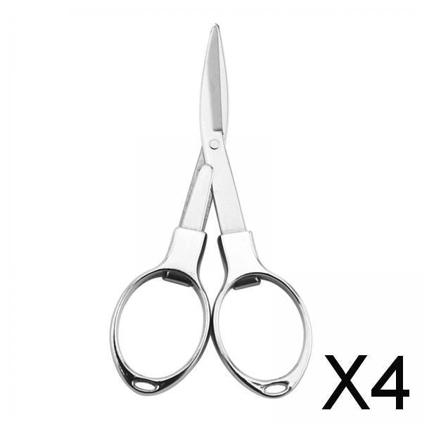 4xFishing Line Scissors Foldable Scissors for Outdoor Craft Sewing Backpacking Silver