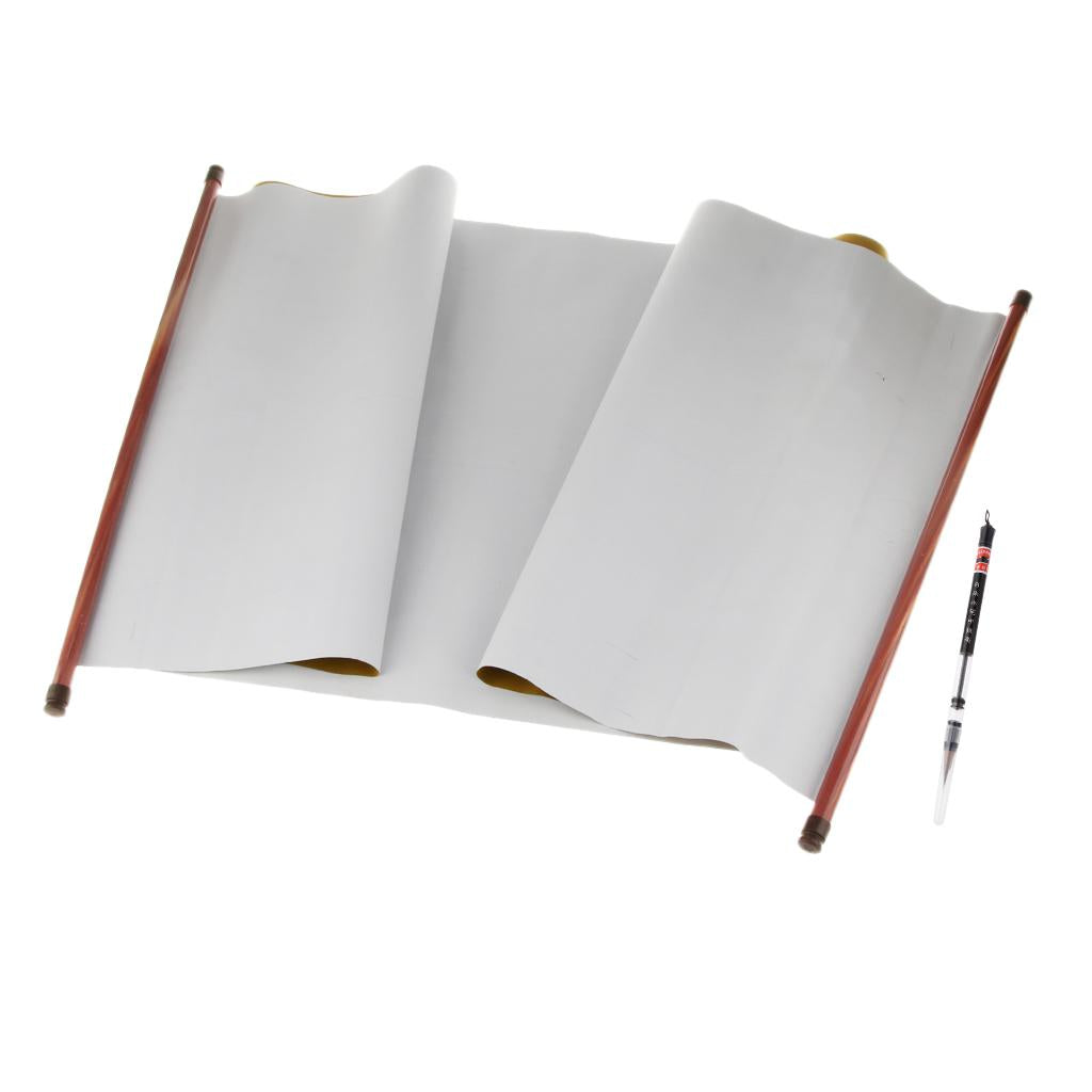 Chinese Calligraphy Water Rewrite Blank Scroll Paper Cloth & Water Brush Pen
