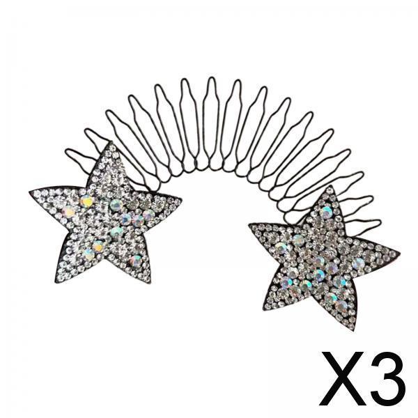 3xHair Clip Comb Hairpins for Girl Durable Hair Styling Tool for Long Hair Silver