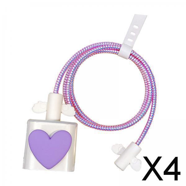 4xCharging Cable Protector Case Cable Accessories Charging Cord Protector Violet