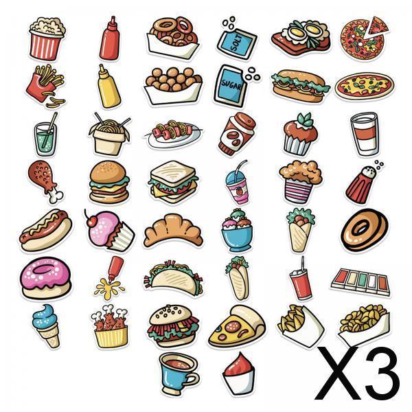 3x44Pcs Colorful Mixed Food Cartoon Stickers DIY Waterproof Fridge Decal